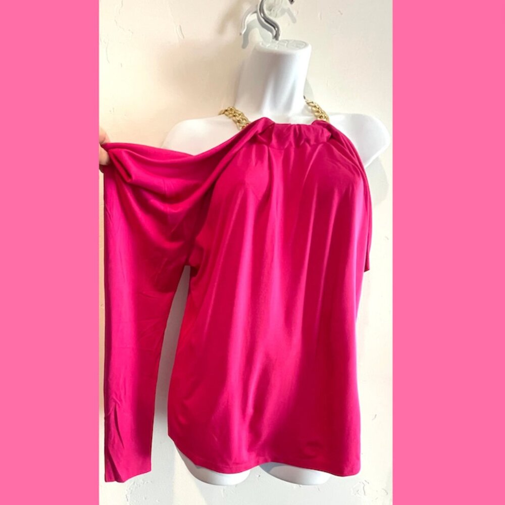INC Cold Shoulder Chain Top Fuchsia XL NWT